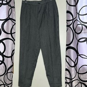 Vintage 80s Just For Petites Black & gray striped pants, vintage 12,30” waist